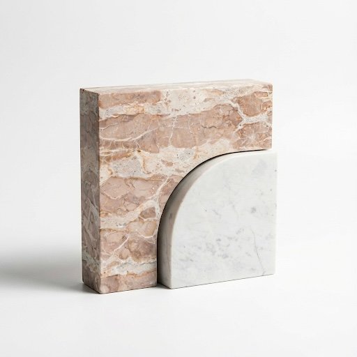 White & Butterscotch Marble Bookend Pair