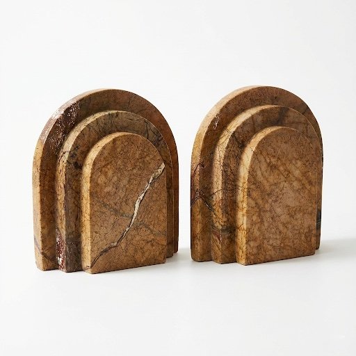 Marble Stepped Arch Bookend Pair
