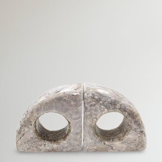 Titanium Travertine Bookend Pair