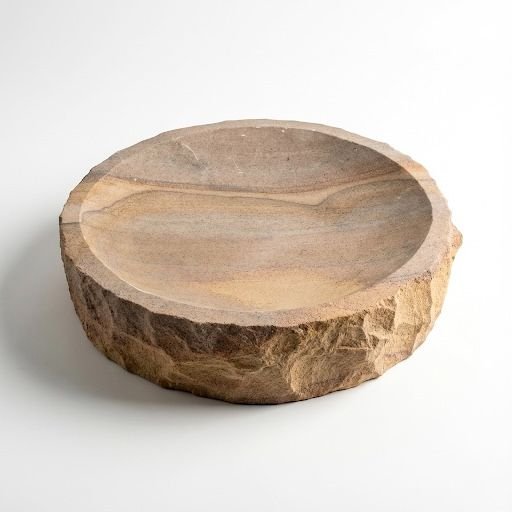 Rustic Natural-Edge Sandstone Bowl