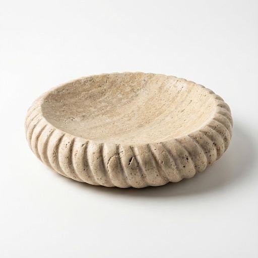 Fluted Travertine Bowl