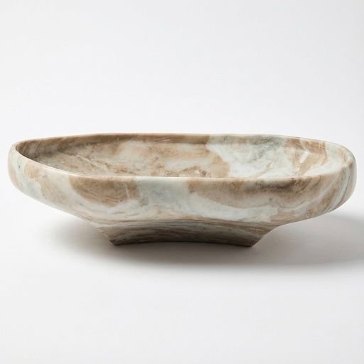 Beige/cream marble SHAPE Shallow oval on pedestal FINISH Honed satin