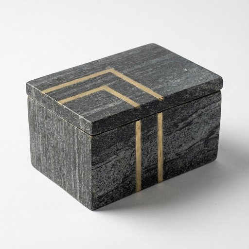Marble Rect. Box w/Brass Inlay
