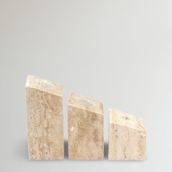 Beige Travertine Dinner Candle Holder Set of 3