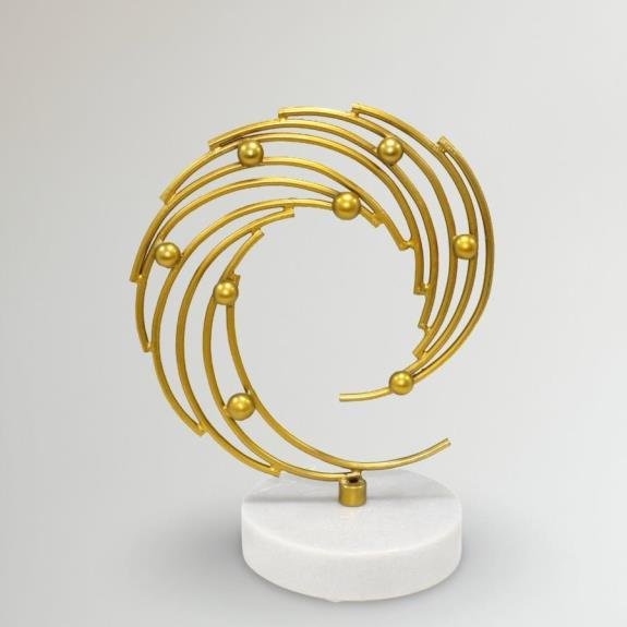 White Marble & Aluminium Decorative Object
