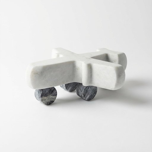 White & Grey Marble Airplane Sculpture