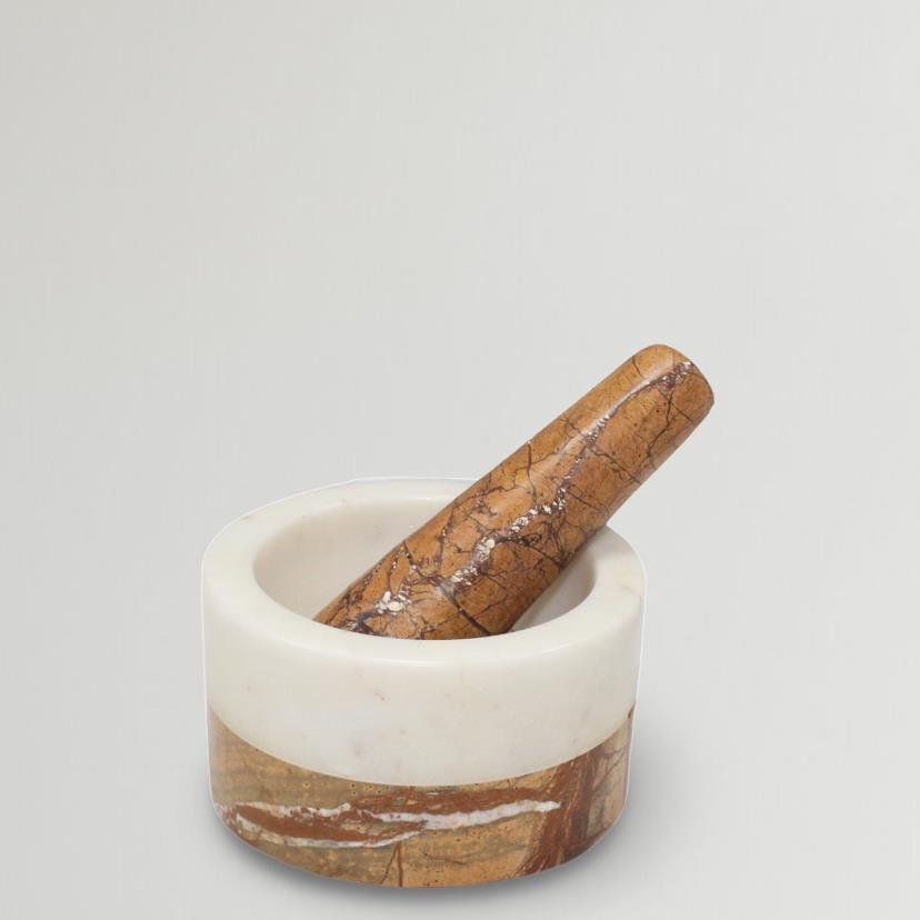 Marble & Brown Forest Marble Mortar & Pestle
