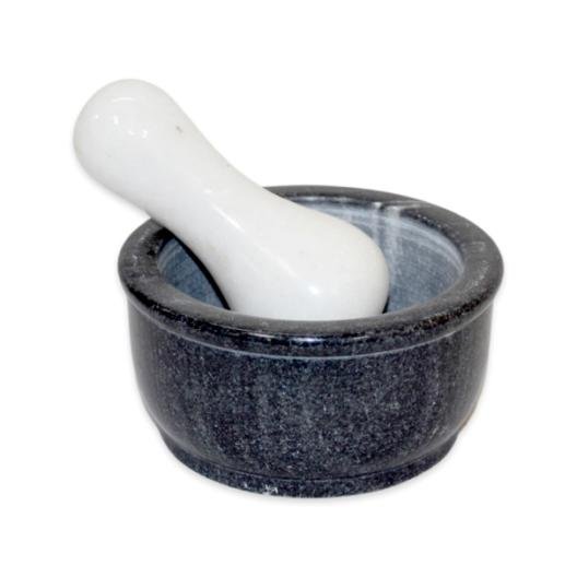 Black Marble Mortar W/White Pestle