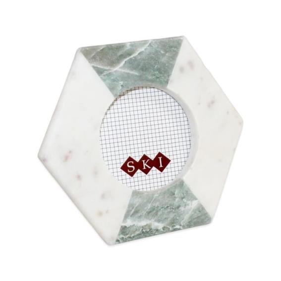 White Marble Hexagonal Photo Frame w/Green Aventurine Fits 4”x4” Photo