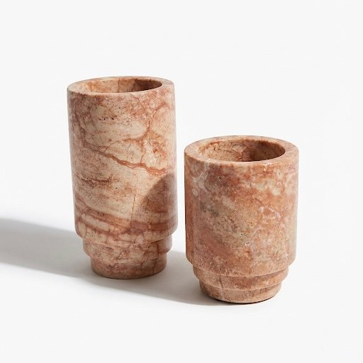 Coral Travertine Vase Lg.